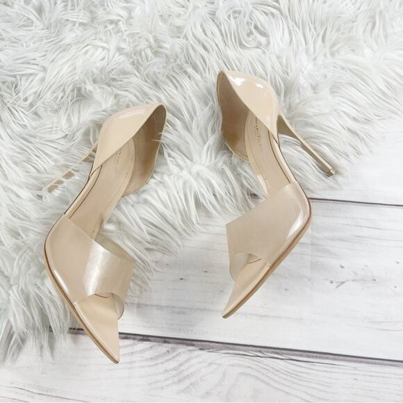 Gianvitto Rossi Bree Womens Patent Leather and PVC Peep-Toe Pumps in tan Size 42 - Picture 5 of 13